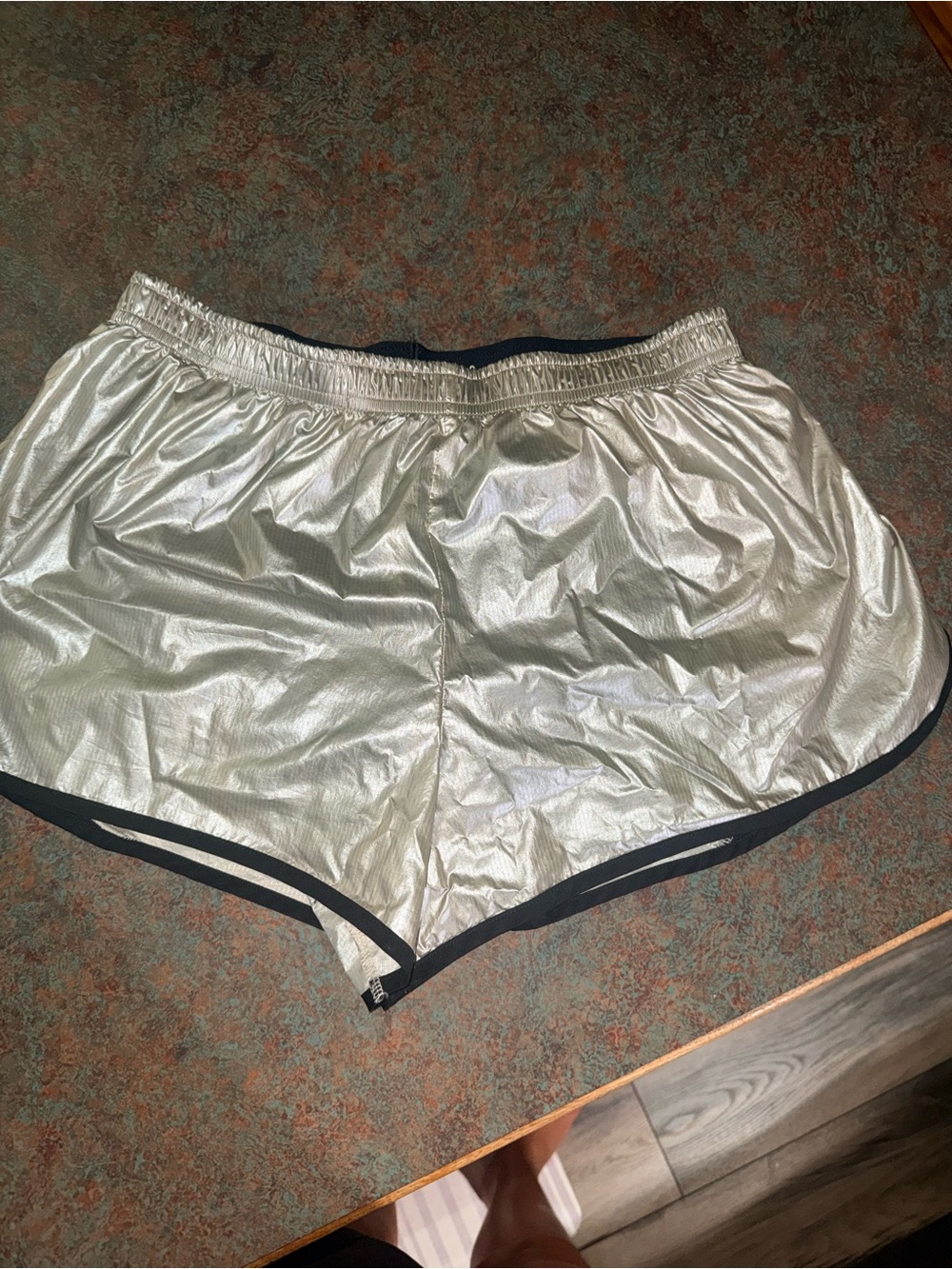 Victoria's Secret Silver Athletic Shorts with Black Trim